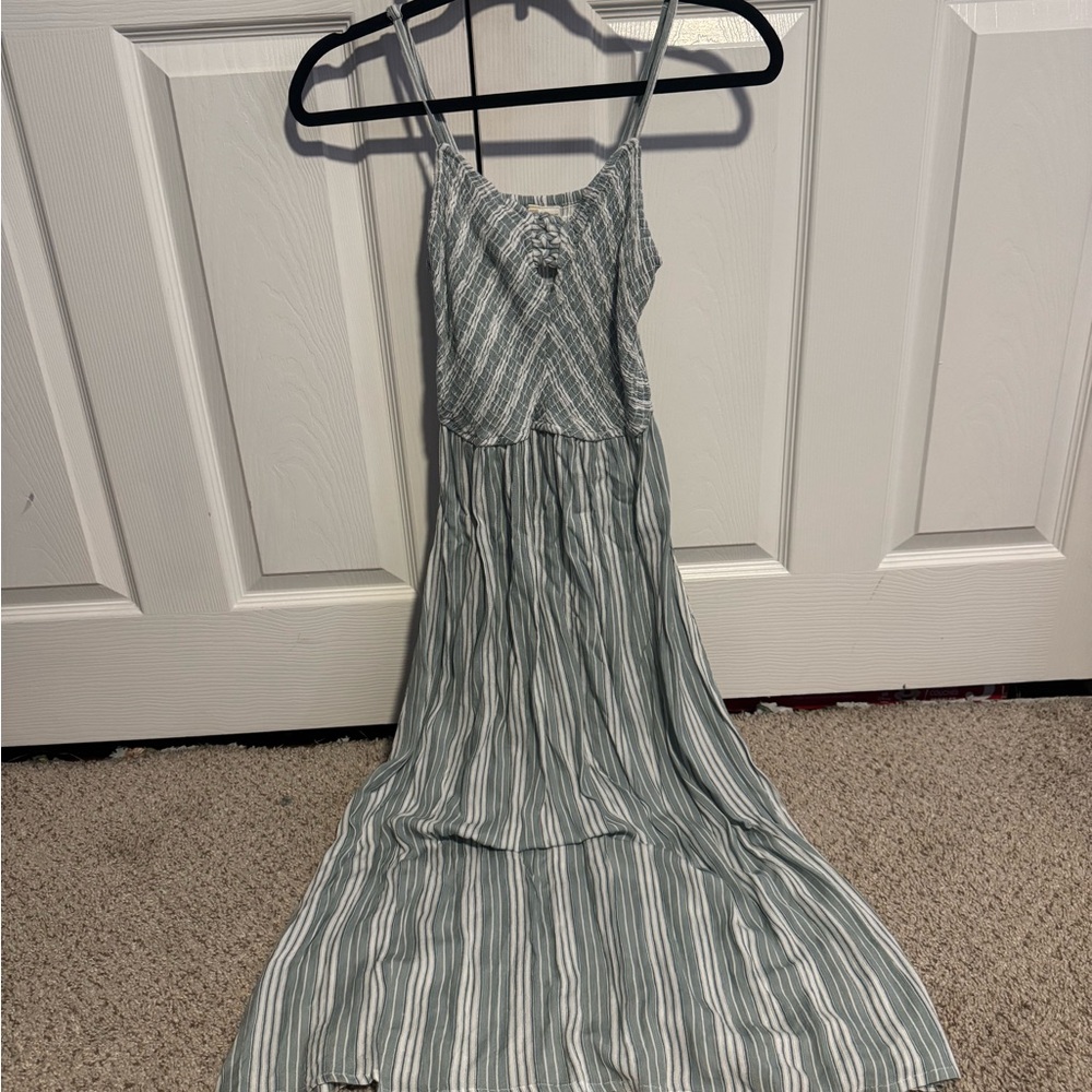 Japna Green and White Striped Maxi Dress